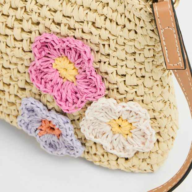 Crochet Flowers Crossbody Bag