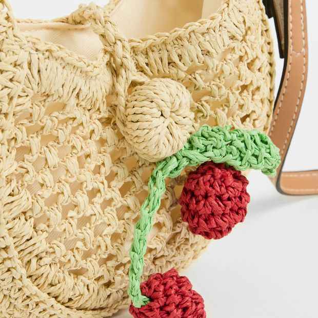 Paper Straw Half Moon Crossbody Bag