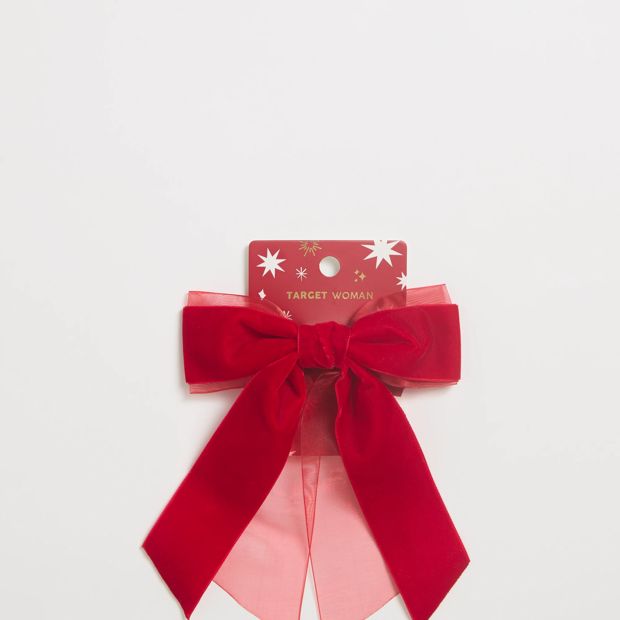 Velvet Bow Christmas Barrette Clip