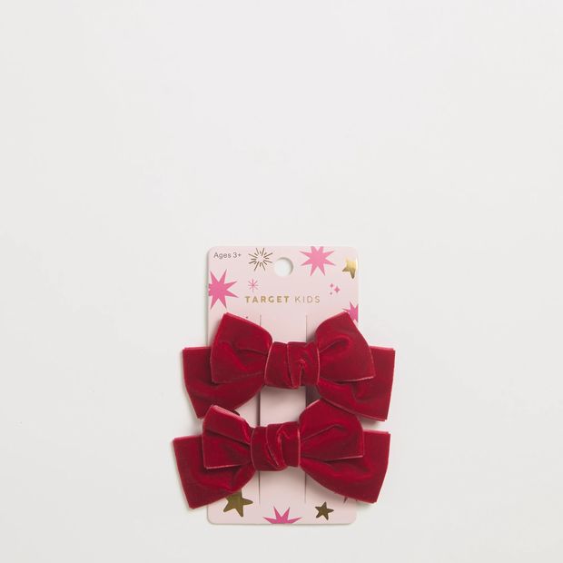 2 Pack Velvet Christmas Bow Clips