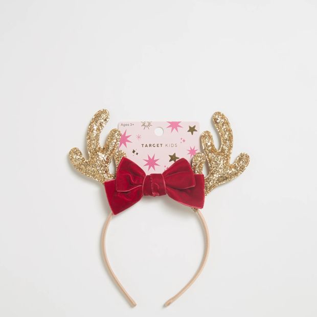 Velvet Bow Antlers Christmas Headband