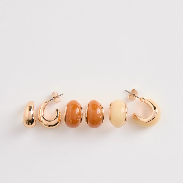 3 Pack Resin Teardrop Earrings
