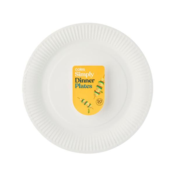 COLES SIMPLY PAPER DINNER PLATES 50PACK