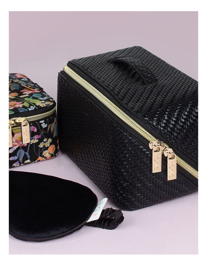 Herringbone Beauty Bag Medium in Licorice