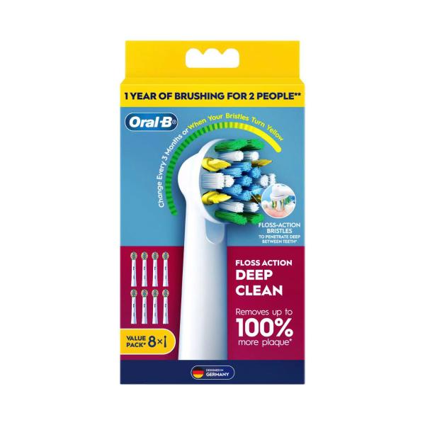 *ORAL B FLOSS ACTION DEEP CLEAN REFILL BRUSH HEADS 8 PACK