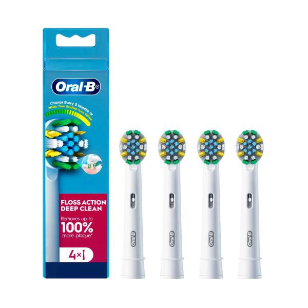 *ORAL B FLOSS ACTION DEEP CLEAN REFILL BRUSH HEADS 4 PACK