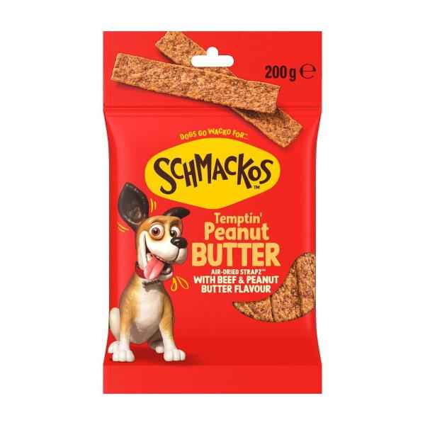 SCHMACKOS STRAPZ PEANUT BUTTER DOG TREATS 200G