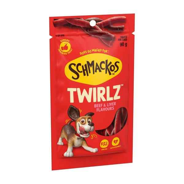SCHMACKOS TWIRLZ WITH BEEF LIVER DOG TREATS 90G