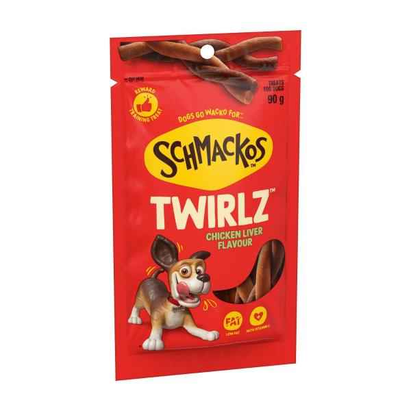 SCHMACKOS TWIRLZ WITH CHICKEN LIVER DOG TREATS 90G