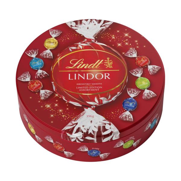 LINDT LINDOR LIMITED EDITION CHOCOLATE ROUND TIN 396G