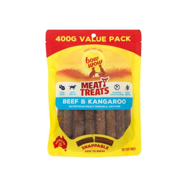 BOW WOW MEATY DOG TREATS BEEF & KANGAROO 400G