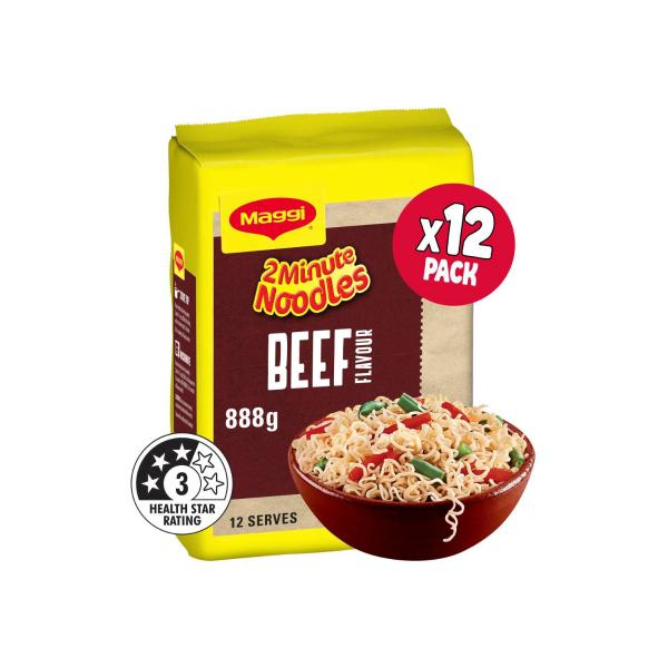 MAGGI 2 MINUTE NOODLES BEEF FLAVOUR 12 PACK