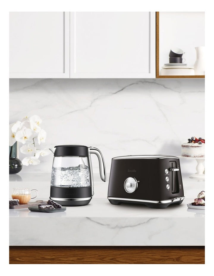 The Crystal Luxe Glass Kettle in Black Truffle BKE765BTR4JAN1
