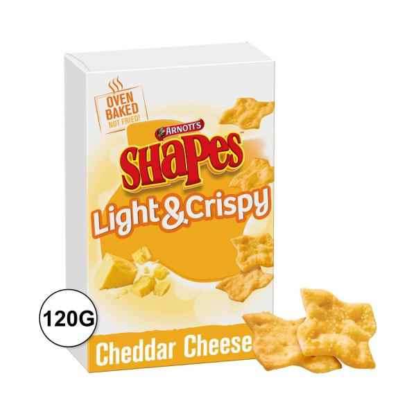 ARNOTTS SHAPES LIGHT & CRISPY CHEDDAR CHEESE 120G