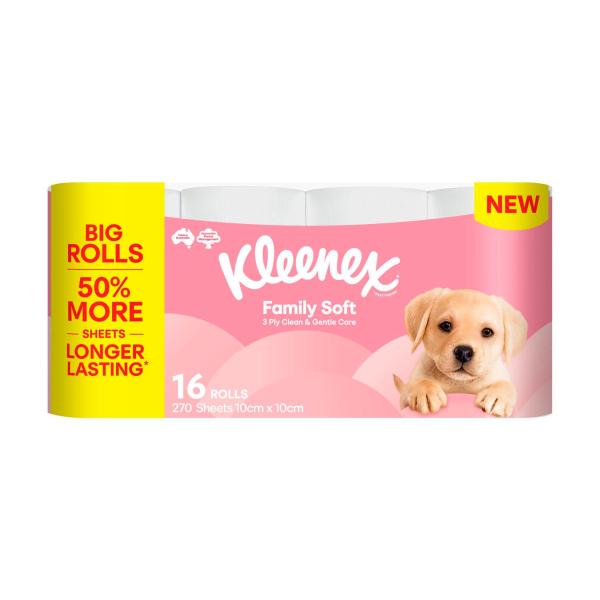 KLEENEX FAMILY SOFT BIG ROLL TOILET PAPER 16 PACK