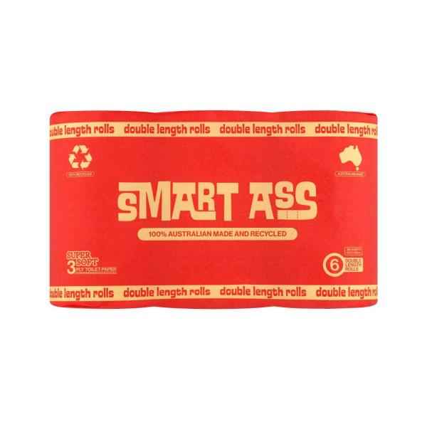 SMART ASS RECYCLED TOILET PAPER DOUBLE LENGTH 6 PACK
