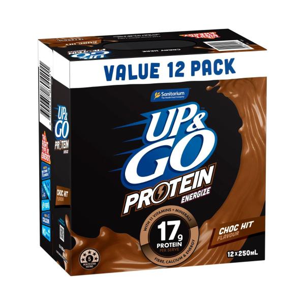 SANITARIUM UP&GO PROTEIN ENERGIZE CHOCOLATE 12X250ML