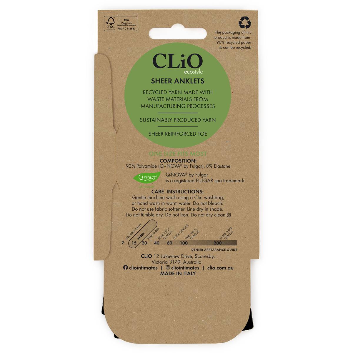 Clio Anklets Assorted Black Each