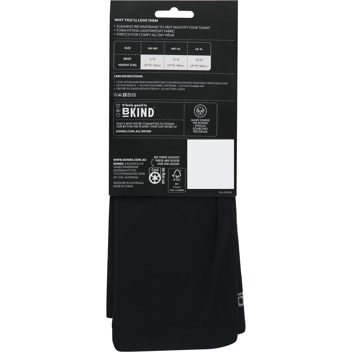 Bonds Flex Leggings Black Large- Extra Large Each