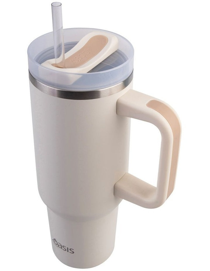 Stainless Steel Double Wall Insulated 'Commuter' Travel Tumbler 1.2L in Alabaster