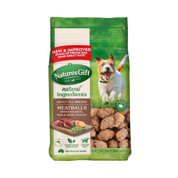 NATURE'S GIFT MEATBALLS WITH KANGAROO PEAS & SWEET POTATO DOG FOOD 700GRAM
