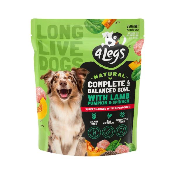 4 LEGS COMPLETE & BALANCED BOWL WITH LAMB & SUPERFOODS DOG FOOD 250GRAM