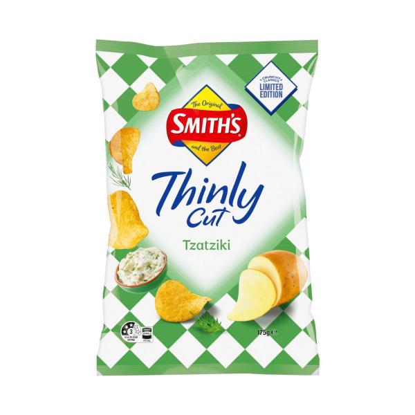 SMITHS THINLY CUT POTATO CHIPS:TZATZIKI 175G
