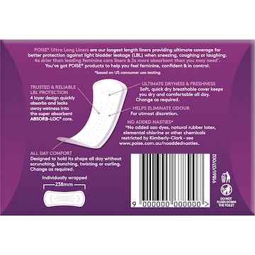 Poise Incontinence Liners Ultra Long 20 pack