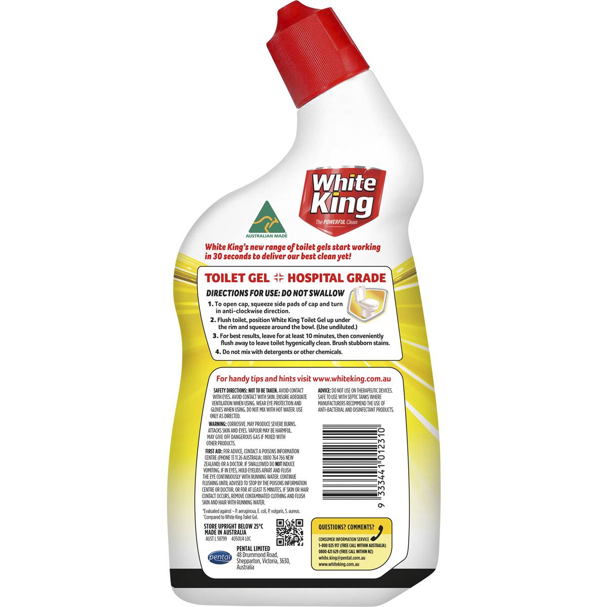 White King Toilet Gel With Added Stain Remover Lemon 700ml