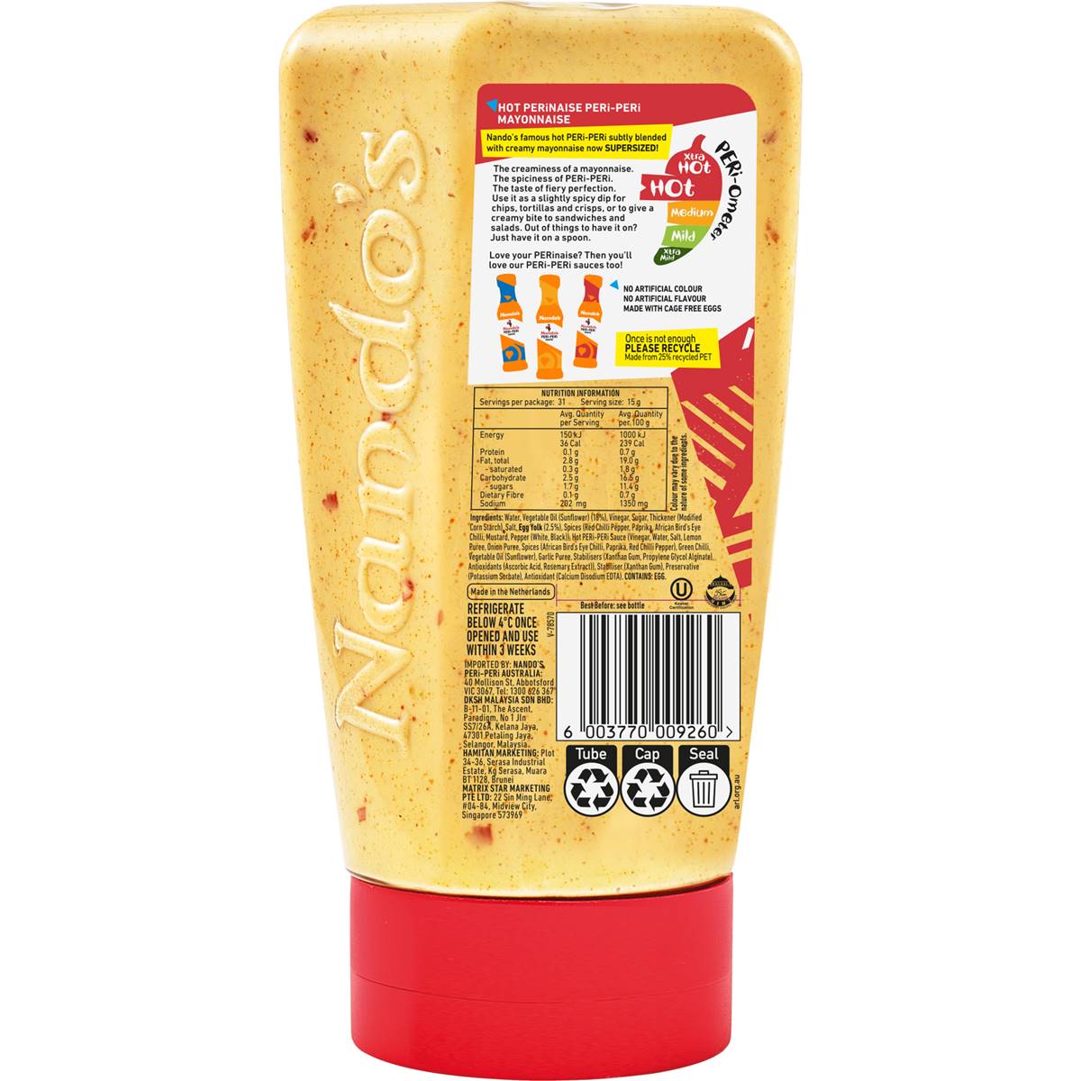 Nando's Perinaise Hot Peri-Peri Mayonnaise Sauce 465g
