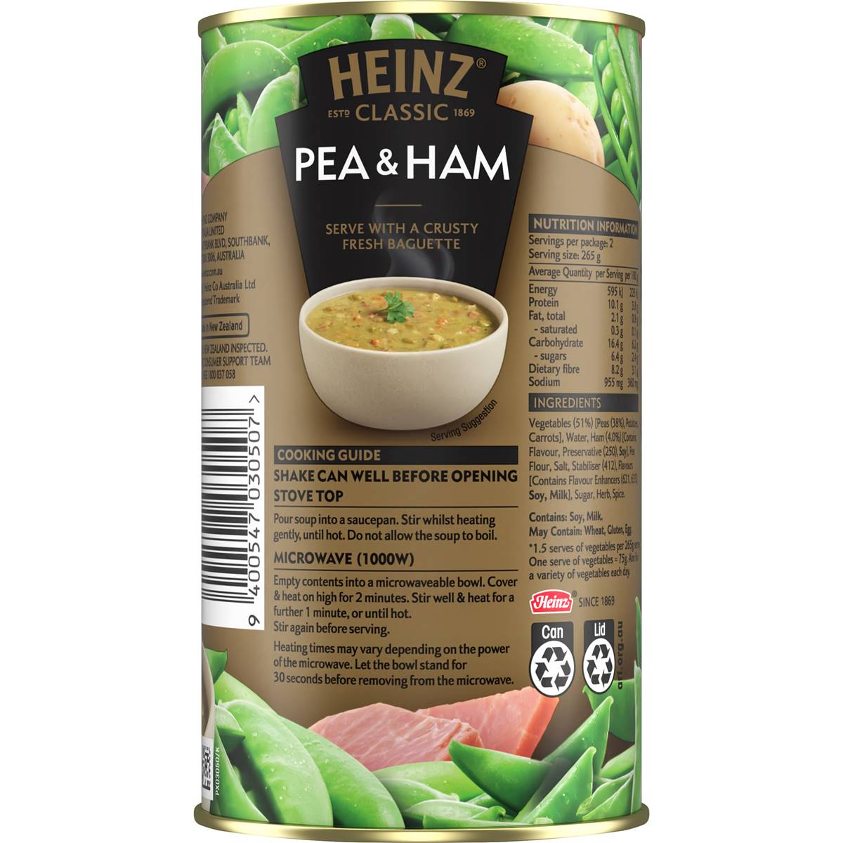 Heinz Classic Pea & Ham Soup Canned Soup Ready Meals 535g