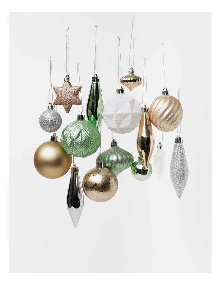 Eucalyptus Christmas 50pk Shatterproof Ornaments in Assorted Colours & Sizes