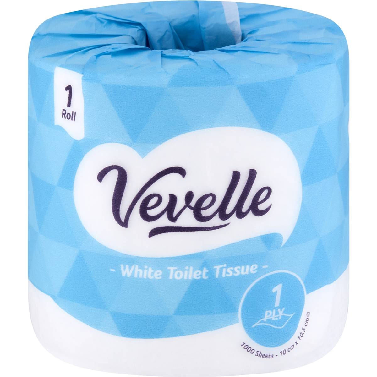 Vevelle White Toilet Tissue Paper 1 Ply 1000 Sheets Each