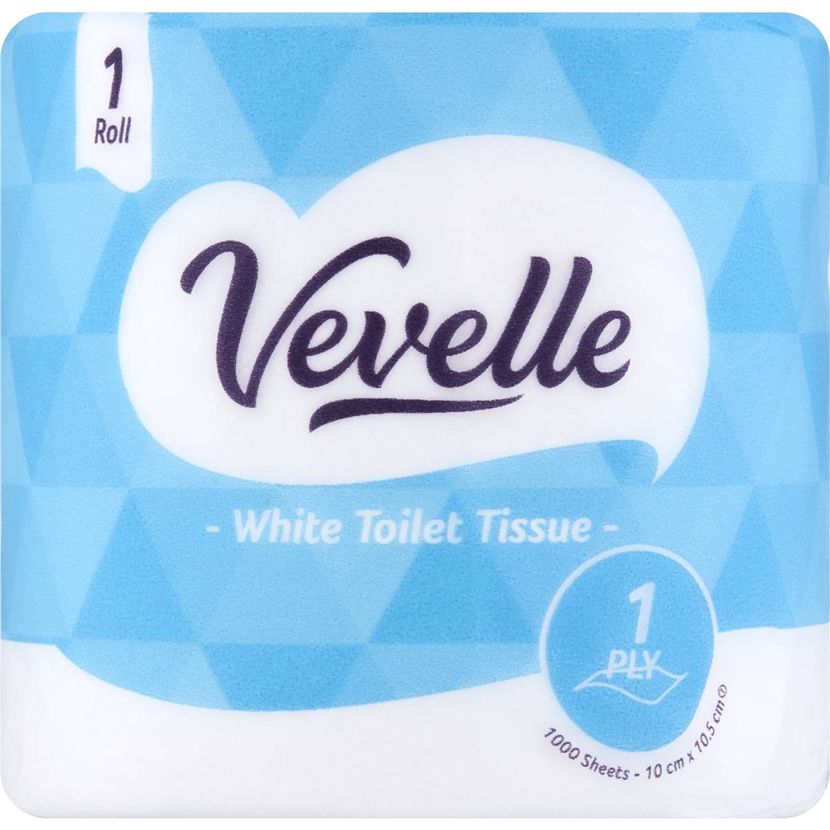 Vevelle White Toilet Tissue Paper 1 Ply 1000 Sheets Each
