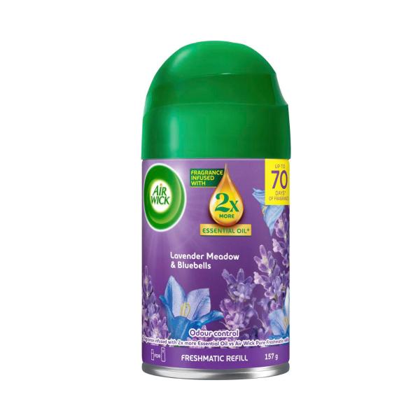 AIR WICK 2X ESSENTIAL OIL FRESHMATIC REFILL LAVENDER MEADOW & BLUEBELLS 157GRAM