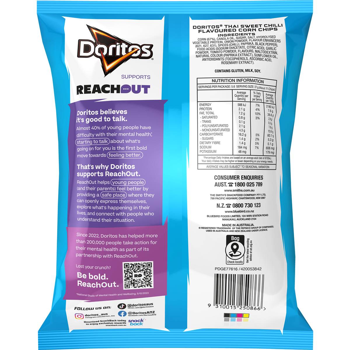 Doritos Corn Chips Share Pack Thai Sweet Chili 150g