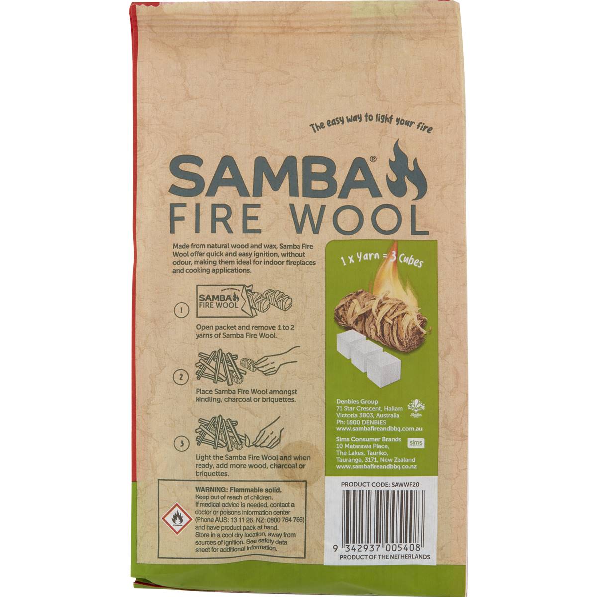 Samba Fire Wool Firelighter 20 pack