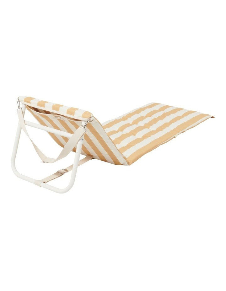 Reclining Beach Chair Mango Bay Golden in Mustard Stripe