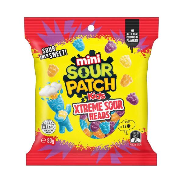 SOUR PATCH KIDS MINI XTREME SOUR HEADS 80G