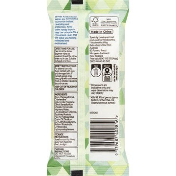 Vevelle Antibacterial Hand & Face Wipes Sensitive 15 pack