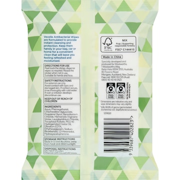 Vevelle Antibacterial Hand & Face Wipes Sensitive 30 pack