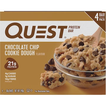 Quest Protein Bars Choc Chip Cookie Dough 4 pack
