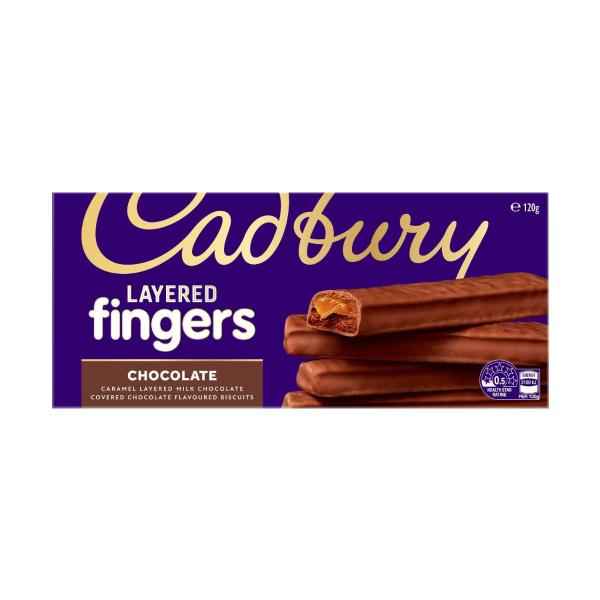 CADBURY LAYERED FINGERS CHOCOLATE BISCUITS 120G