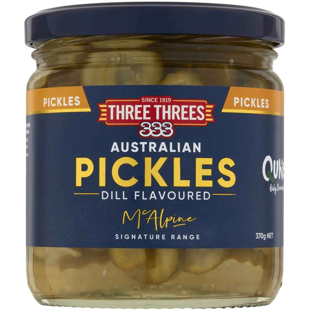 Three Threes Australian Pickles Dill Flavoured 370g