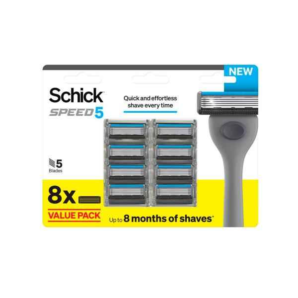 SCHICK 5 LARGE CARD REFILL BLADES 8 PACK