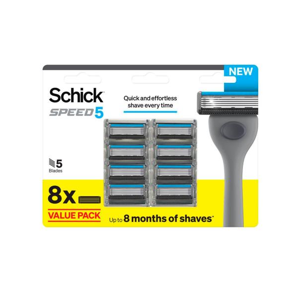 SCHICK 5 LARGE CARD REFILL BLADES 8 PACK