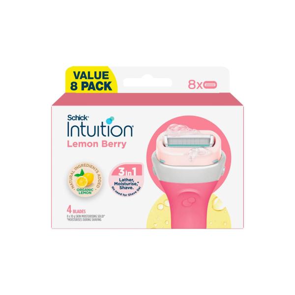 SCHICK INTUITION LEMON BERRY REFILL RAZOR BLADES 8PACK