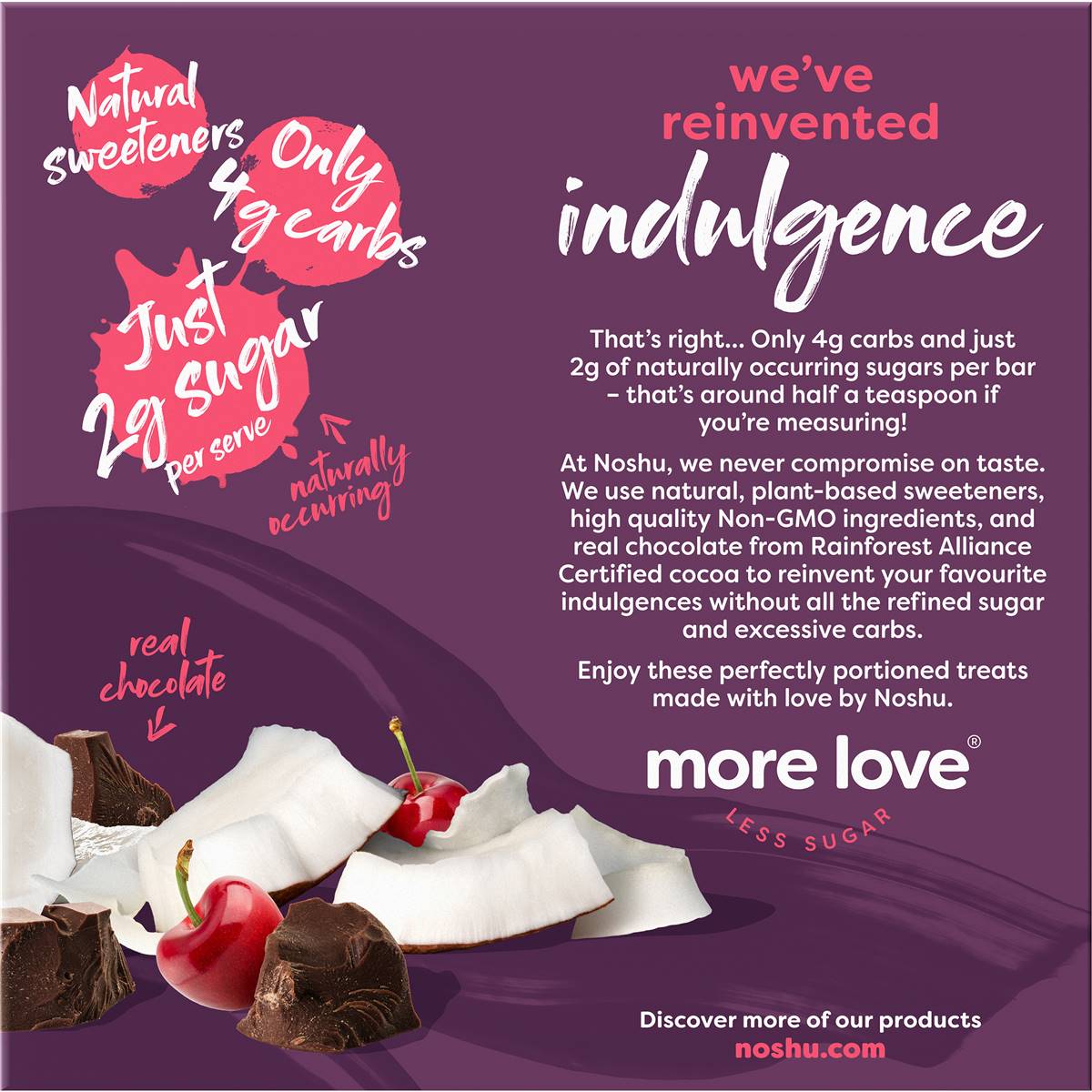 Noshu Low Carb Cherry & Coconut Indulgence Bars 5 Pack