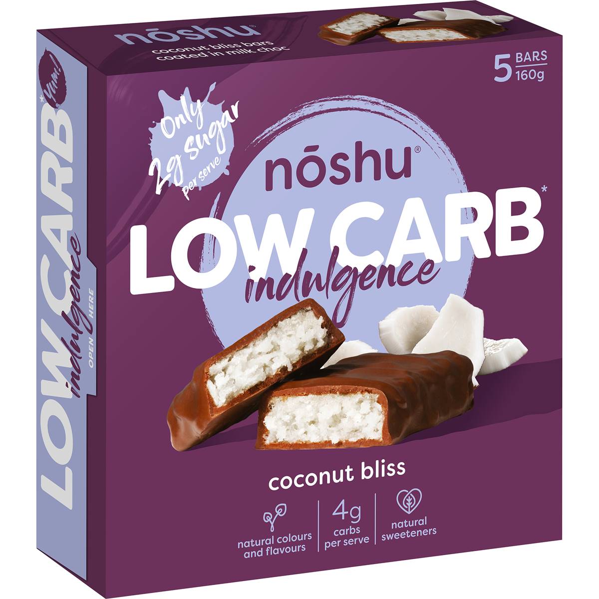 Noshu Low Carb Coconut Bliss Indulgence Bars 5 Pack