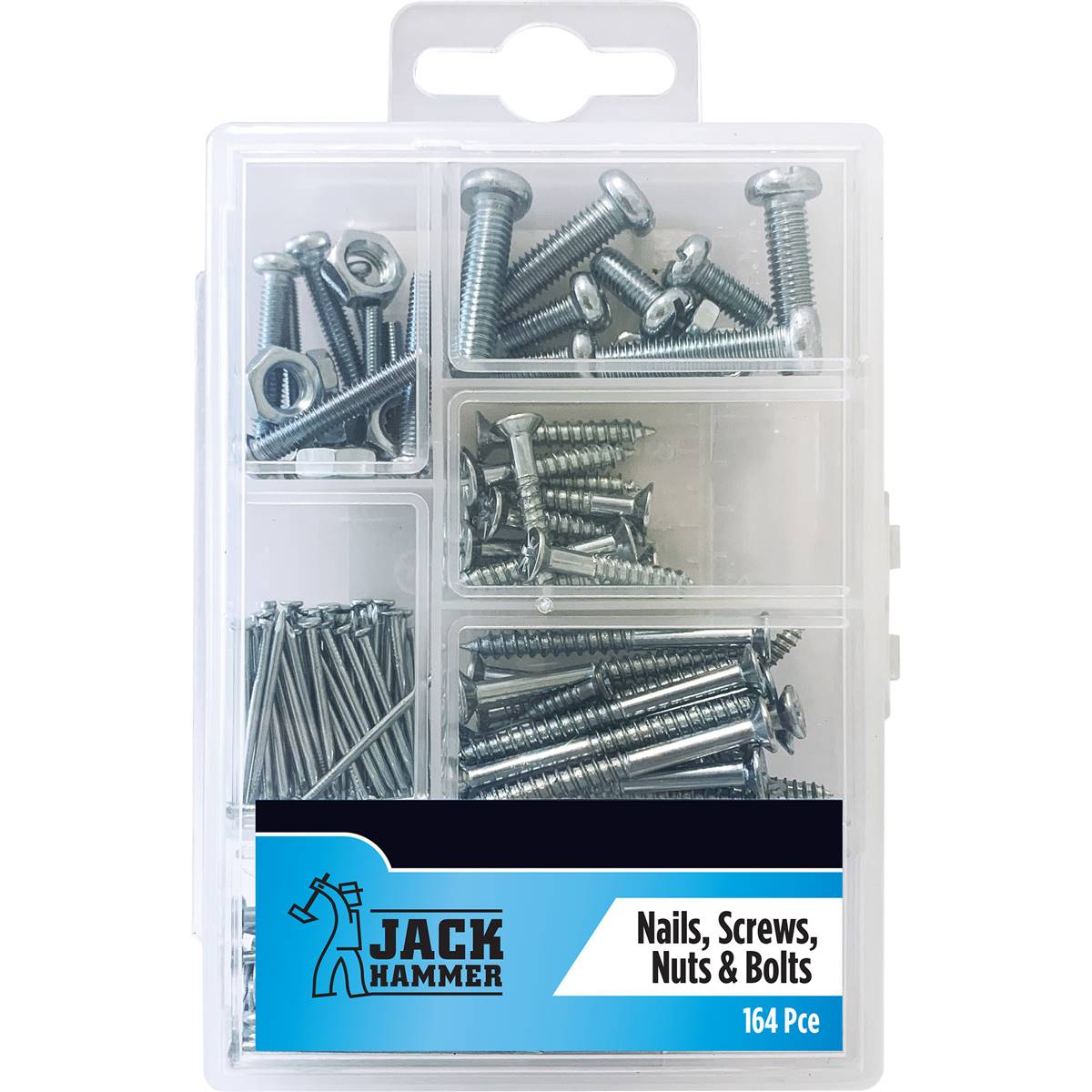Jack Hammer Nails Screws Nuts & Bolts 164 Pack
